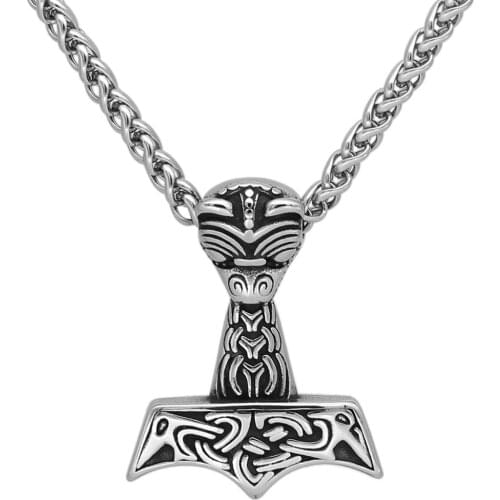 Men Thor hammer Mjolnir Necklace Raven Viking Gift For Men Odin Nordic Jewelry With Valknut Gift bag