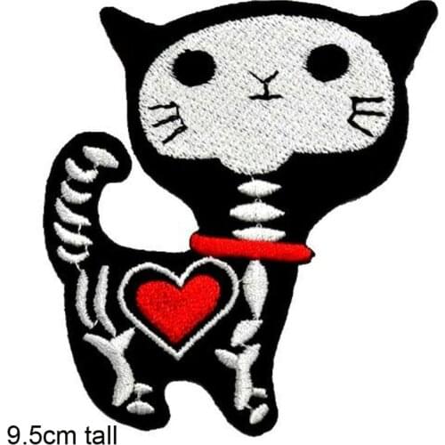 Skeleton Luck Lucky Cat Iron On Patch Embroidered Clothes Patch For Clothing Woman Clothes Stickers Garment Apparel Accessories