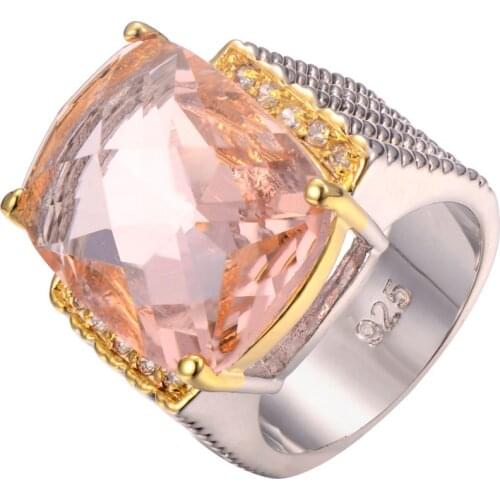 Newest Morganite 925 Sterling Silver Fashion Ring Size 6 7 8 9 10 F1237
