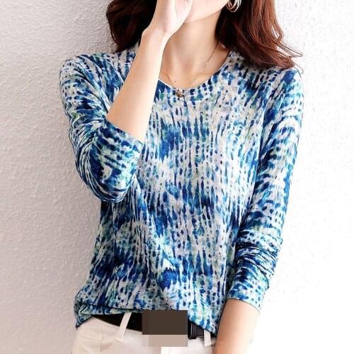 Tide brand 2021 spring and summer new printed T-shirt Korean version of Slim, thin, soft, round neck, long-sleeved