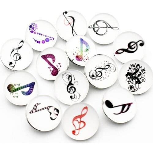 New Arrived 10pcs/lot Note Print Glass Snap Buttons Charms Fit 18mm/20mm Ginger DIY Snap Bracelet Necklace Jewelry