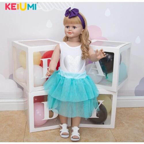 New Arrival KEIUMI Gold Wave Hair Stand Baby Dolls 78 CM Smiling Huge Baby Toddler Girl 3-4 Years Kids Present High Quality Toys