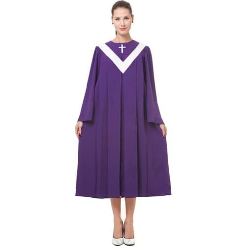 Choir Robes Form for Christian Catholic Church Worship Singing on Church Sunday Costume Choir Dresses With Stole