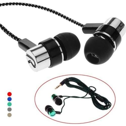 Portable Universal 3.5mm Braided Heavy Bass In-Ear Wired Earphone for Phone