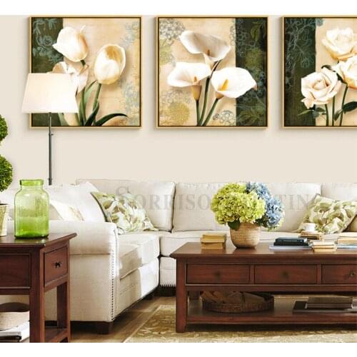 Tulip Lily Rose Flower Canvas Painting For Living Room Wall Art Dining Posters And Prints Corridor Pictures Home Bedroom Decor