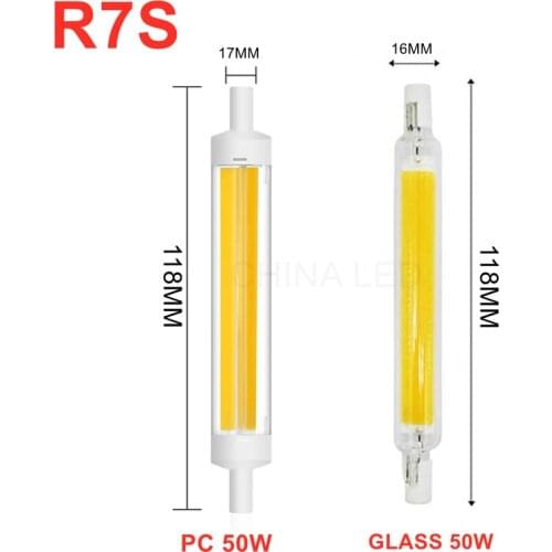 High Quality LED R7S 118mm Light COB Bulb 50W Aluminum+ PC Replace Halogen Lamp Bombillas Lamparas Diode Spot Light No flicker