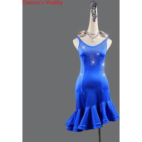 Latin Dance Competition Costume Female Adult Strap Sexy Dress Backless Professional Performance Clothing Custom Child