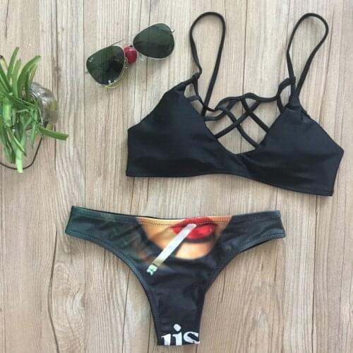 Womens Swimsuit2021 Hot Split Bikini Set Sexy Tight-Fitting Backless Printed Three-Point Swimsuit Two-Piece Suit