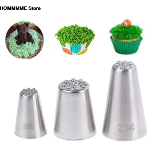 1Pc or 3pcs/set Grass Cupcake Head Cake Decorating Tip Piping Pastry Cupcake Cream Stainless Steel Icing NozzlesPastry Decor