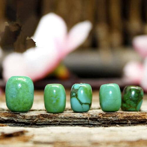 TSB0140 Tibet Treated Natural Green Turquoises Barrel Loose beads 10 Beads lot