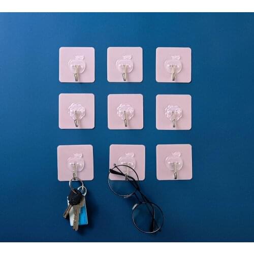 10Pcs Pink Wall Hooks Coat Hanger Key Holder Suction Cup For Kitchen Bathroom Waterproof Adhesive Rack Shelf Home Organizer