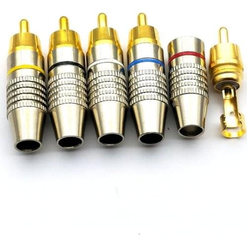 100pcs 5 colors Metal soldering RCA Plug Audio Male Connector adapter