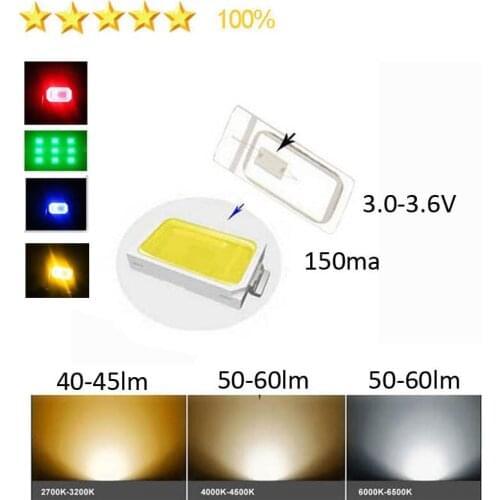 100PCS High Brightness Full Spectrum 5730 SMD LED Chip 2.0-2.4V 3.0-4.6V 150ma Red Green Blue Yellow White Fast Delivery