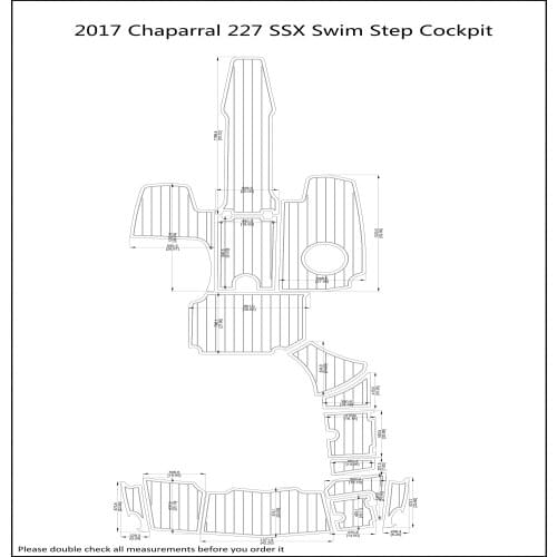 2017 Chaparral 227 SSX Swim Step & Cockpit Pad EVA Teak Decking 1/4" 6mm