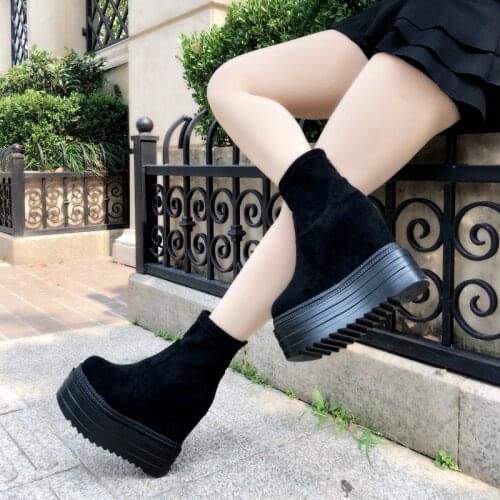 2021 New Womens Boots Fashion Increased 13 Cm Thick Bottom Boots Waterproof Platform High-heeled Muffin Bottom Martin Boots