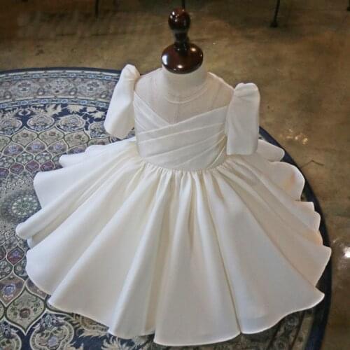 2021 White Toddler Dress First Birthday Clothes For Baby Girl Little Princess Party Baptism Dresses Fluffy Infant Kids Ball Gown