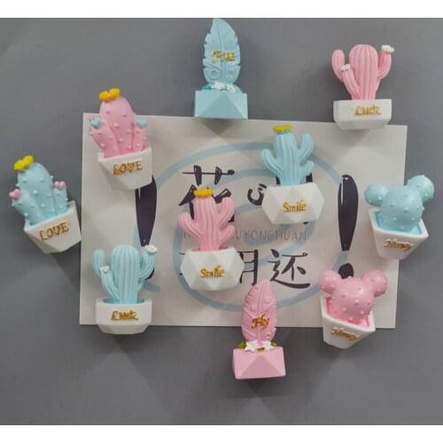 5 PCS Succulent Plant Cactus Fridge Magnets Girl Gift Resin Refrigerator Magnetic Sticker Fairy Home Decoration Accessories