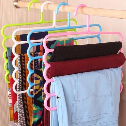 5 Layers Pants Hanger Trousers Holder Non-slip Tie Belt Scarf Towel Rack MultiFunctional Drying Rack Wardrobe Organizer