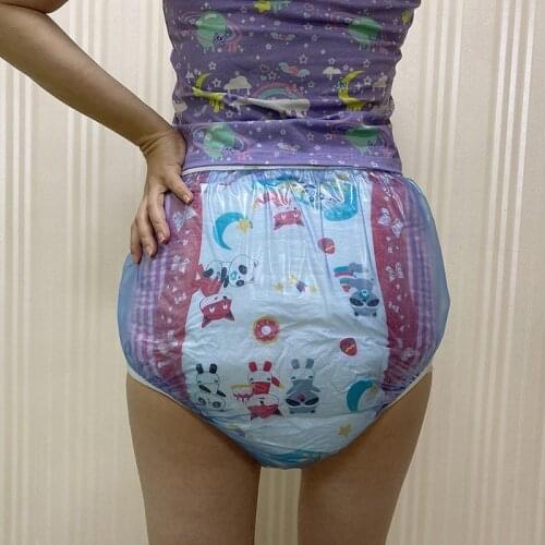 Abdl adult baby diapers pvc reusable diaper Babies diapers panties onesize ddlg bebe blue Baby washable diaper XL
