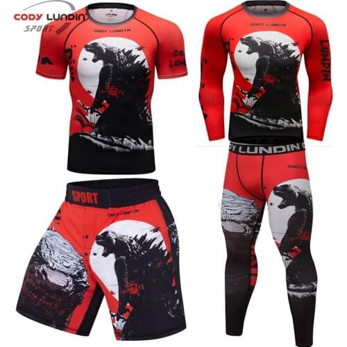 Boxing MMA Rashguard Jiu jitsu T Shirts +Pants MMA Shorts Bjj Kickboxing Sportswear Suits Men Muay Thai Fighting Gym Tights