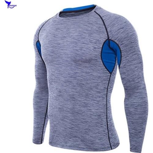 Quick Dry Long Sleeve Mens Running T-Shirt Compression Fitness Tight-Fit Jogging Shirts Breathable Gym Sportswear Rashgard Tops