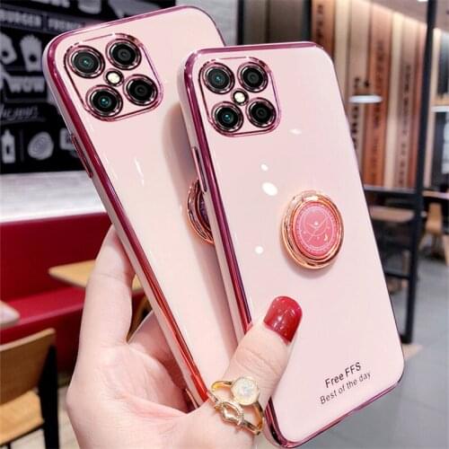 Soft plating With Ring Stand Phone Case For iPhone 6 6S 7 8 PLUS XS MAX XR 11PROMAX 12 PRO Mini bag Cover