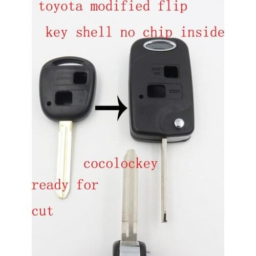 Cocolockey modified key shell for TOYOTA 2 BUTTON CASE Rav4 Corolla Camry Echo Prado Celica Tarago AUTO REPLACEMENT PART NO LOGO