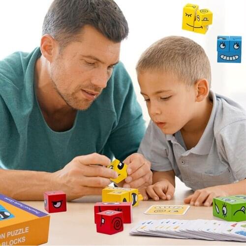 Wooden Face Changing Cube Building Blocks Childrens Early Education Logic Training Thinking Challenge Level Board Game Toy Gift