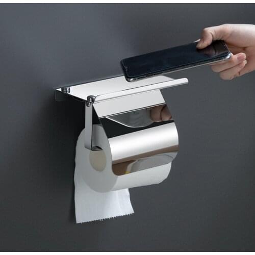 High Quality Bathroom Roll Paper Holder Stainless Steel Mobile Phone Rack Paper Towel Holder Toilet Paper Holder