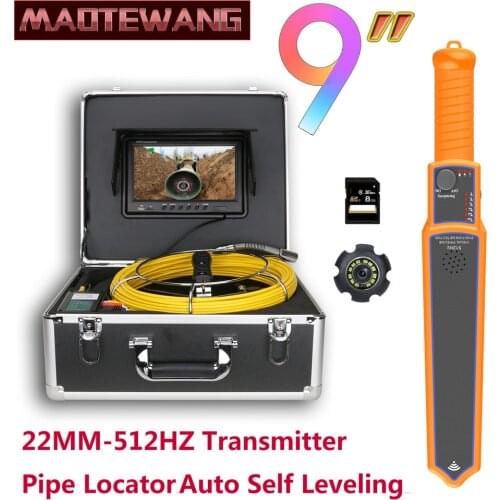 Sewer Camera 512Hz Transmitter Sonde For Pipe Location Endoscope Camera 9”LCD DVR Screen Plumbing Borescope Inspection Camera