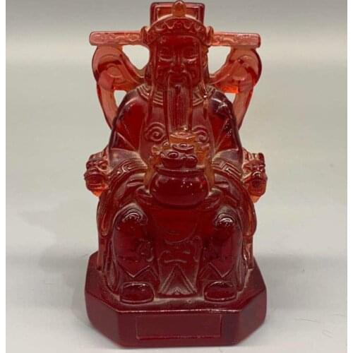 China imitation Blood amber sit Dragon chair god of wealth crafts statue