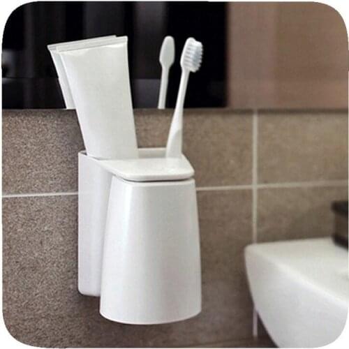 Creative Magnetic Tooth Mug 3 Colors Wash Gargle Suit Wash Cup 2 In 1 Toothbrush Holder Set porta escova dente Free Shipping
