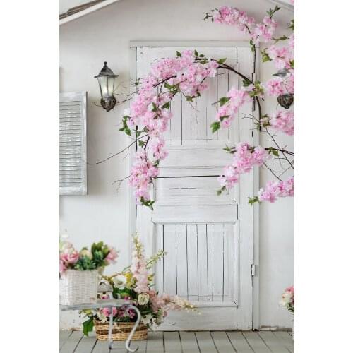Indoor vintage door flower valentines day backdrop for photography baby shower girl home decoration photo background studio