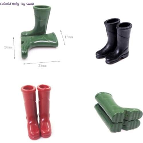 1Pairs 1/12 Scale Dollhouse Miniature Rubber Rain Boots Home Garden Yard Decoration Dolls Accessories Red Blue Black