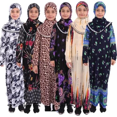 Muslim Hijab Dress Eid Mubarak Kids Girls Abaya Turkey Kaftan Dubai Caftan Islam Abayas Children Ramadan Islamic Clothing Robe