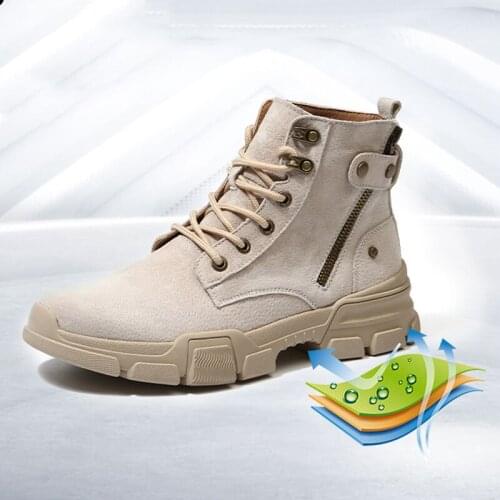 Leather Tooling Shoes Men 2021 Autumn New British Style Fashion Mens Shoes Trend Wild High-top Boots Classic Martin Boots Trend