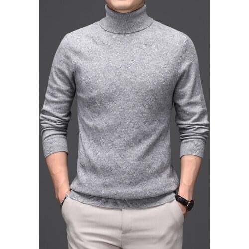 Man Turtleneck Cashmere Sweater Winter 100% Merino Wool Sweaters Male Fashion Argyle Jumper Pulllovers Slim Fit