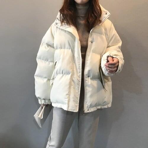 2020 New Winter Womens Jacket Coat Korean Style Beige Padded Puffer Parkas Casual Pink Ropa Mujer Invierno Clothes for Women