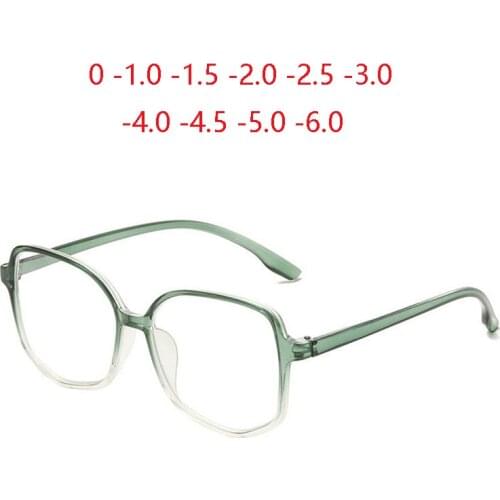 Square Finished Myopia Glasses Women PC Short-sight Eyewear Transparent Green Frame 0 -1.0 -1.5 -2.0 -2.5 To -6.0