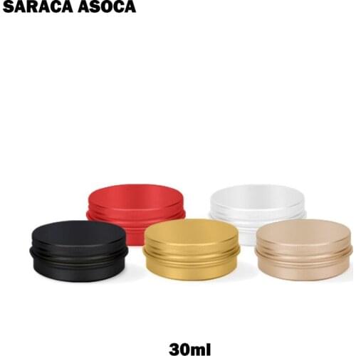 30ml Empty Refillable Aluminum Jars 1oz Gold Black Metal Tin Cosmetic CrafPackaging Cosmetic Small Aluminum Box 100pcs/lot