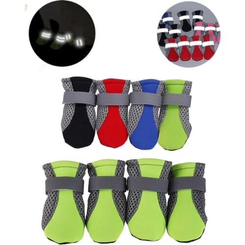 Reflective Breathable Puppy Dog Shoes Anti-slip Pet Boots Paw Protector Reflective Straps Dog Chihuahua Outdoor Soft Bottom Shoe