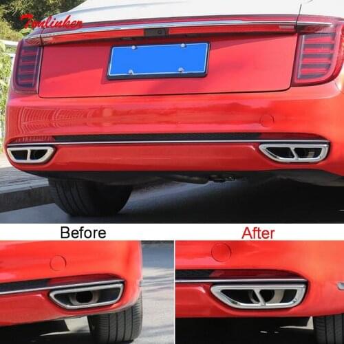 Tonlinker Exterior Rear Bumper Exhaust Pipe Covers For FAW HONGQI H9 2020-2021 Car Styling 2 PCS Stainless Steel Cover Stickers