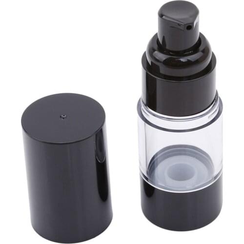 High Quality Plastic Portable Airless Bottle Cosmetic Treatment Pump Travel Empty Container Perfume Bottle Black Cap