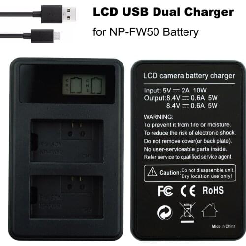 NP-FW50 Battery Charger NP FW50 LCD USB Dual Charger for SONY NEX-3 NEX-5 NEX-6 SLT-A55 A33 A55 A37 A3000 A5000 A6000 Camera