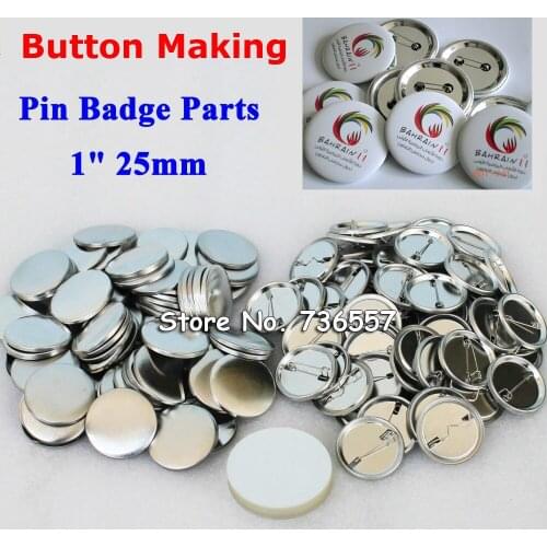 1" 25mm 100 Sets NEW Professional All Steel Badge Button Maker Pin Back Metal Pinback Button Supply Materials