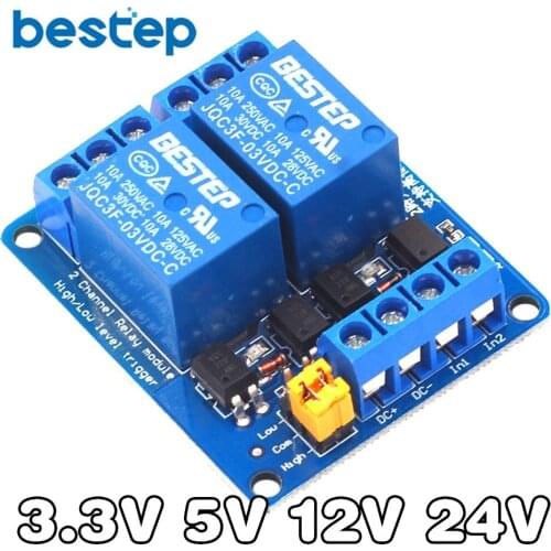 3.3V 5V 12V 24V 2 Channel Relay Module support High and Low Level with Optocoupler Relay Output 2 way Relay Module for Arduino