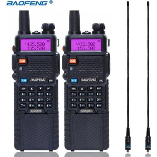 2pcs BAOFENG UV-5R Walkie Talkie 5Watts High powerful VHF UHF Dual 136-174mhz 400-520mhz Band 10km Rang UV5RCB+NA-771 antenna