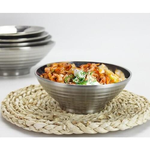20pcs 304 Stainless Steel Bowl 20cm Large Double Layers Rice Noodle Soup Bowls Food Container For Family Restaurants#39116