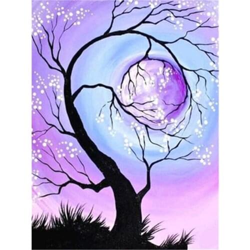 Full Square Diamond Embroidery Moon Tree Cross Stitch Kit Handicraft Diamond Painting Scenic Home Decoration
