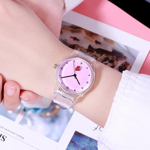 Childrens Watches Quartz wristwatch clocks Transparent Cartoon strawberry Simple personality for Girls kids